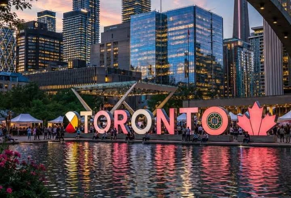 Map of the City of Toronto service area with city pins